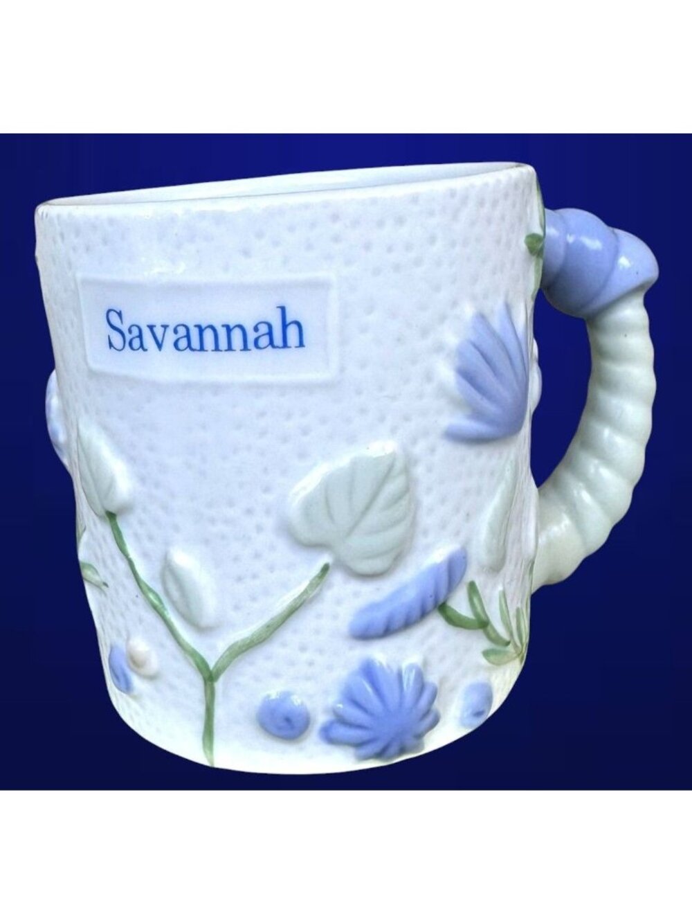 Vintage Handmade Savannah Georgia Cup Pottery Seashells Starfish Coast Beach